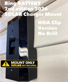 HOA approved NO HOLES No Drilling No Screws mount fits Ring solar charger battery (newest model), Battery Plus and Pro (newest model)